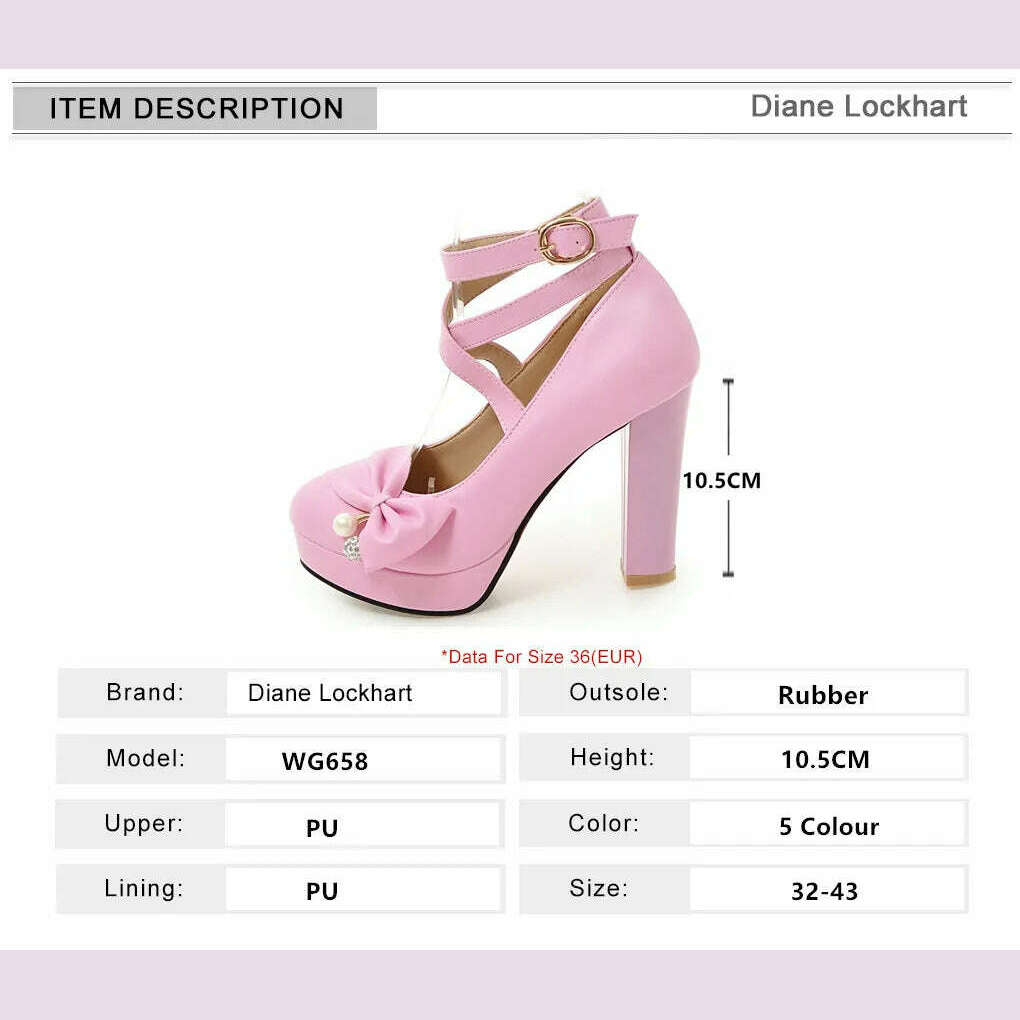 High Heels Women 2024 Trend Chunky Heels Platform Lolita Mary Jane Elegant Party Korean Shoes Dress White The Glossy Fashion