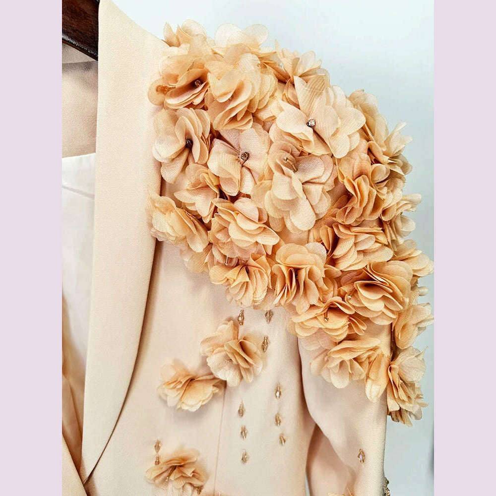 HIGH STREET Newest Fashion 2024 Designer Maxi Dresses Women's Long Sleeve Stunning Flowers Appliques Beaded Long Dress