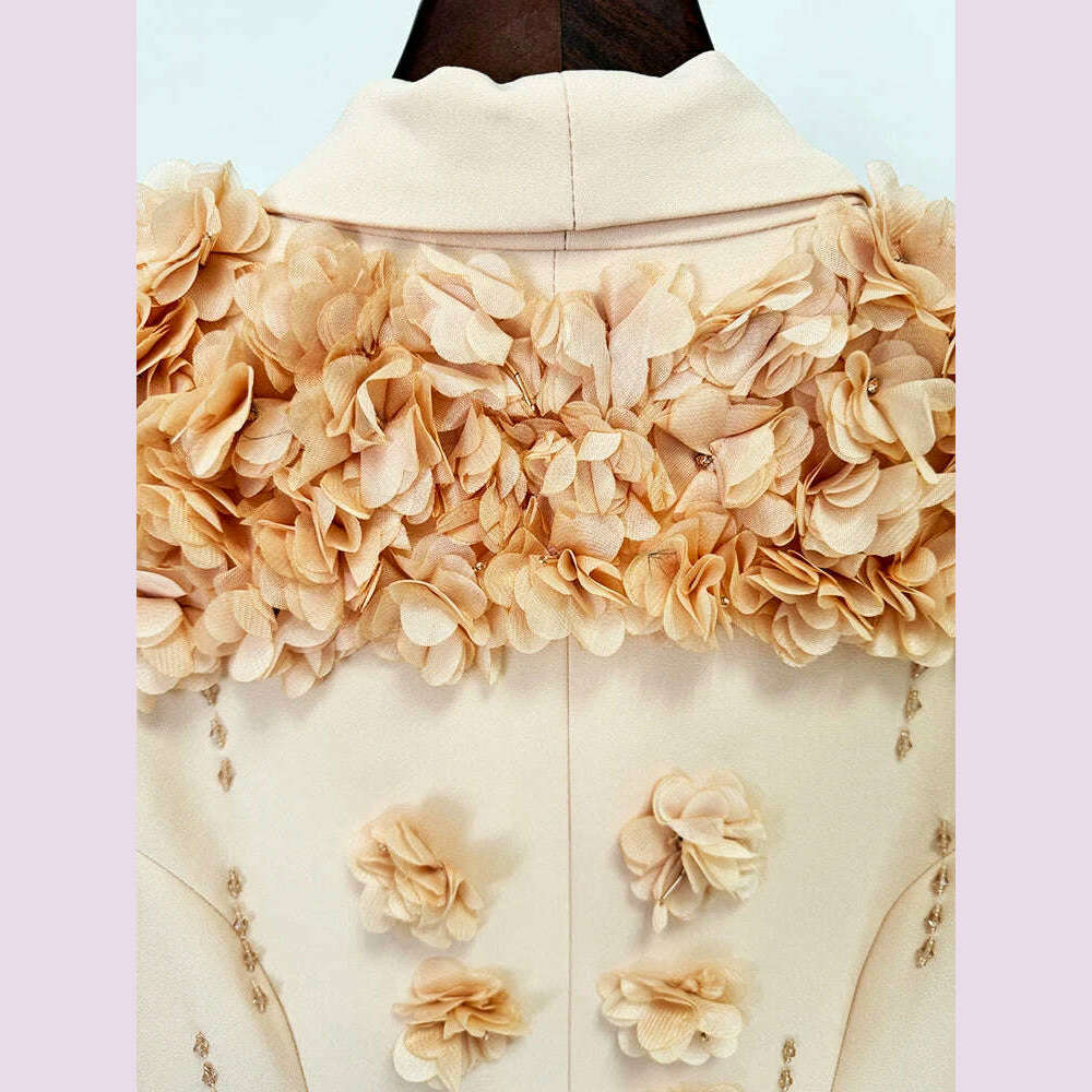 HIGH STREET Newest Fashion 2024 Designer Maxi Dresses Women's Long Sleeve Stunning Flowers Appliques Beaded Long Dress