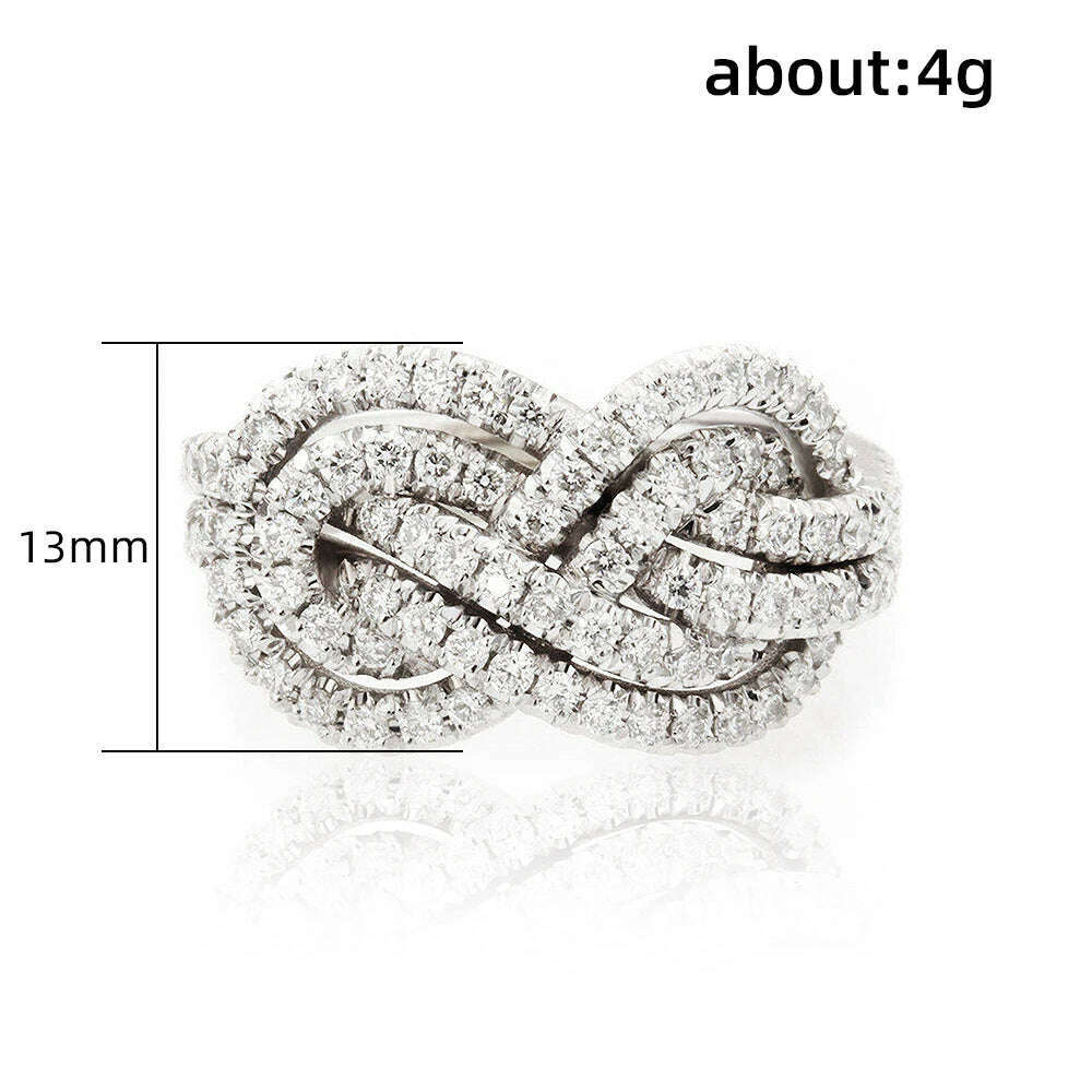 Huitan 2023 New Woman Ring Twist Infinite Shape Crystal Cubic Zirconia Rings Exquisite Female Wedding Bands Fashion Jewelry Bulk