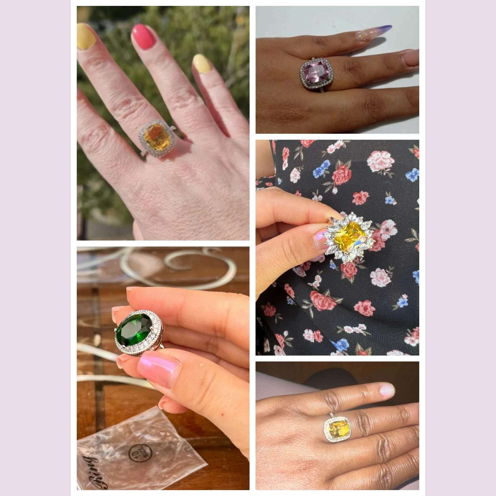 Huitan Personality Big Pink Cubic Zirconia Wedding Rings for Women Romantic Bridal Marriage Ceremony Party Rings Fashion Jewelry