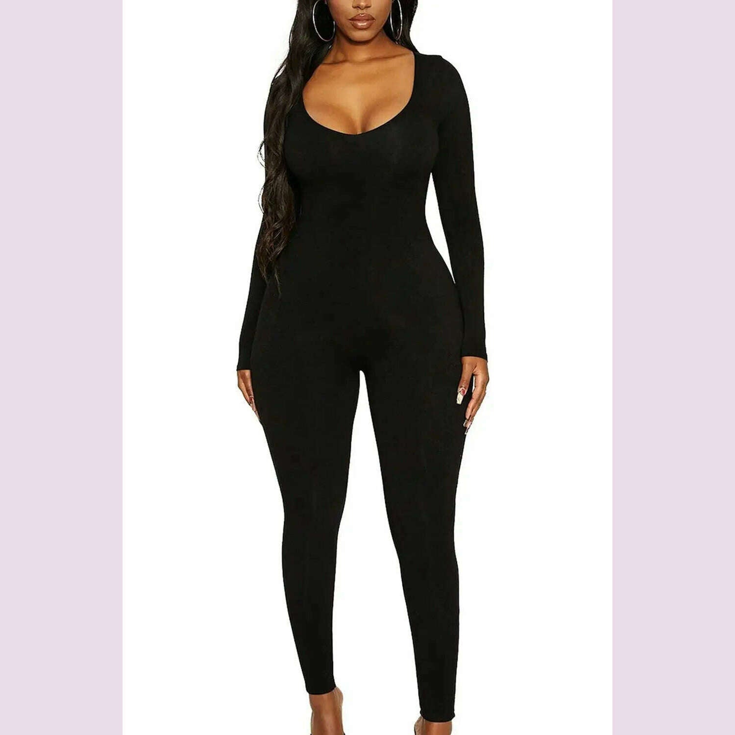 II Women's Rompers Long Sleeve Solid Skinny Bodycon Jumpsuits Fashion Sports Fitness Casual Activity Streetwear Overalls