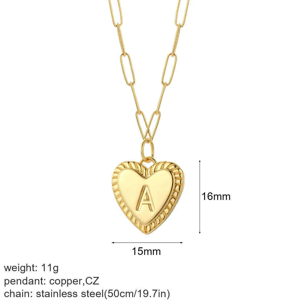 initial Letter Name Necklace for Women A-Z Alphabet Initial Pendant Choker Gold Color Collares Long Stainless Steel Chains Link