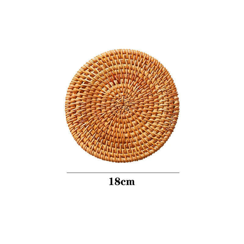 KEMORELA 1PC Round Natural Rattan Coasters Bowl Pad Handmade Padding Cup Mat Insulation Placemats Kitchen Decoration Accessories