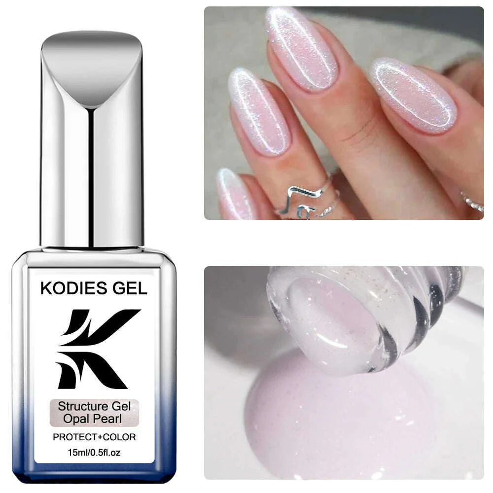 KODIES GEL Kitty White Rubber Base Gel Nail Polish Pearl Shine 15ML Semi Permanent UV Self Leveling Structure Construction Gels