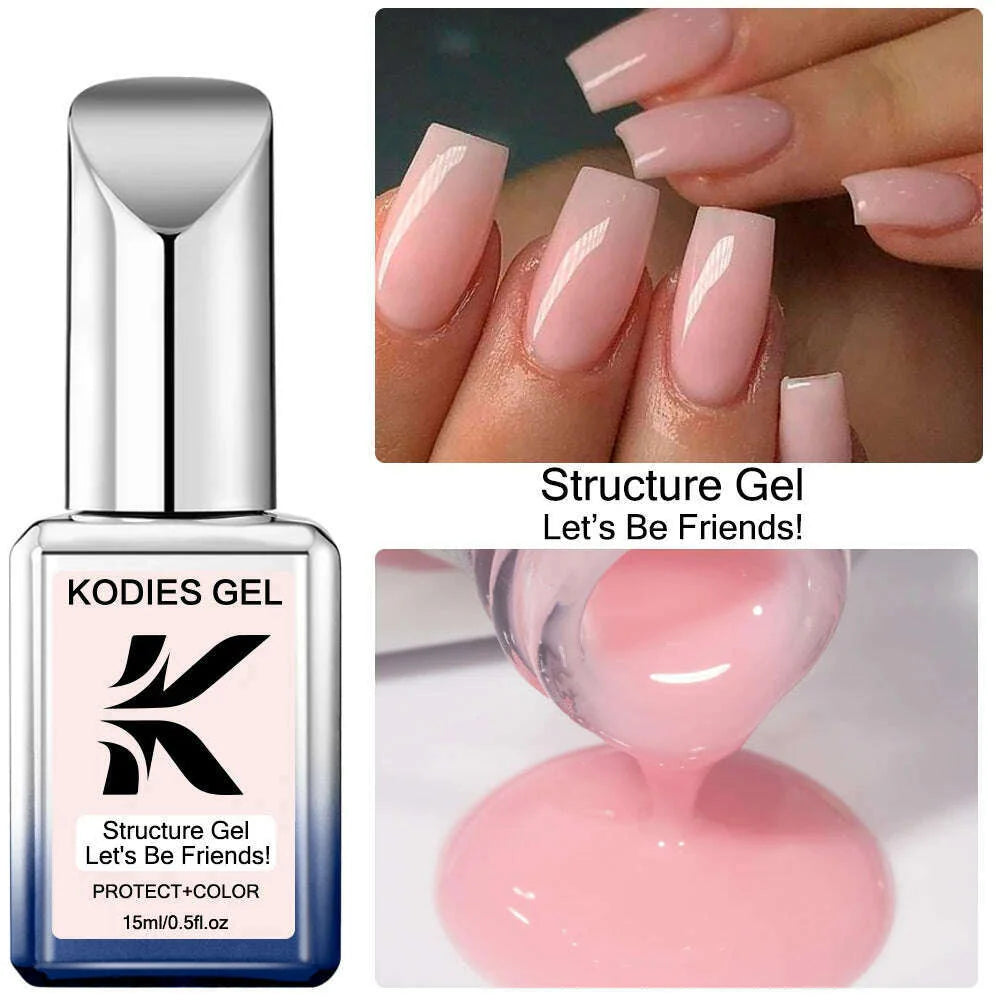 KODIES GEL Kitty White Rubber Base Gel Nail Polish Pearl Shine 15ML Semi Permanent UV Self Leveling Structure Construction Gels