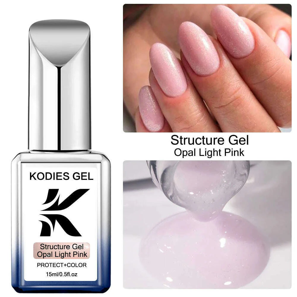 KODIES GEL Kitty White Rubber Base Gel Nail Polish Pearl Shine 15ML Semi Permanent UV Self Leveling Structure Construction Gels