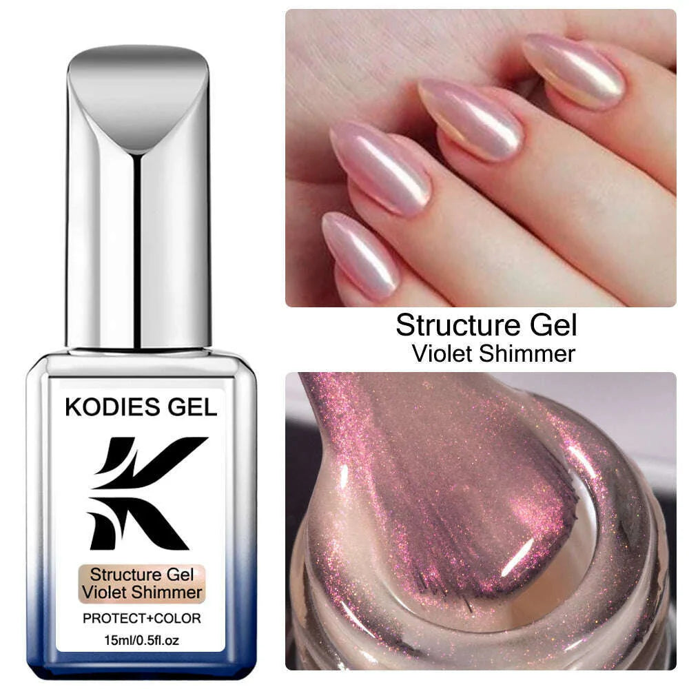KODIES GEL Kitty White Rubber Base Gel Nail Polish Pearl Shine 15ML Semi Permanent UV Self Leveling Structure Construction Gels