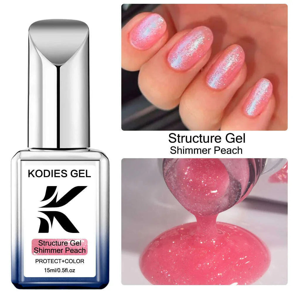 KODIES GEL Kitty White Rubber Base Gel Nail Polish Pearl Shine 15ML Semi Permanent UV Self Leveling Structure Construction Gels