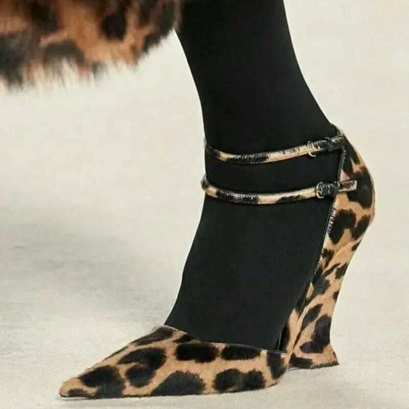 Lady Sexy Slope Heels Woman Ankle Strap Dress Wedding Shoes Party Sandalias De Mujer Luxury Sandals Women Designers