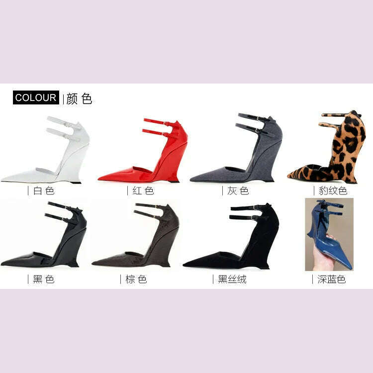 Lady Sexy Slope Heels Woman Ankle Strap Dress Wedding Shoes Party Sandalias De Mujer Luxury Sandals Women Designers