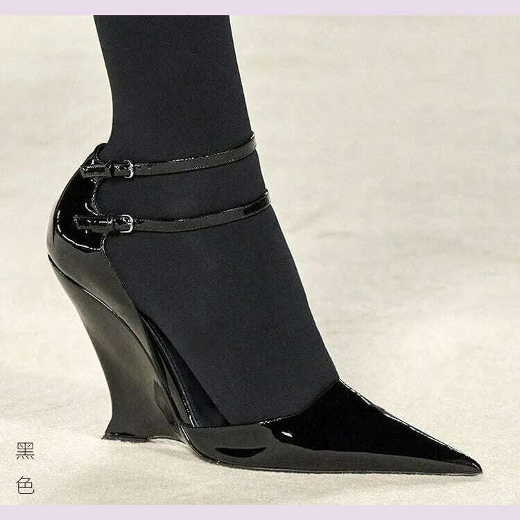 Lady Sexy Slope Heels Woman Ankle Strap Dress Wedding Shoes Party Sandalias De Mujer Luxury Sandals Women Designers