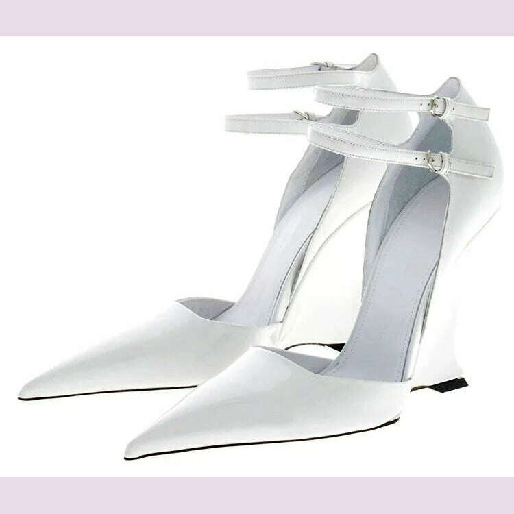 Lady Sexy Slope Heels Woman Ankle Strap Dress Wedding Shoes Party Sandalias De Mujer Luxury Sandals Women Designers