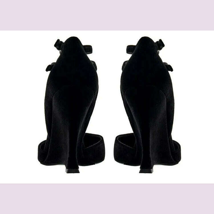 Lady Sexy Slope Heels Woman Ankle Strap Dress Wedding Shoes Party Sandalias De Mujer Luxury Sandals Women Designers