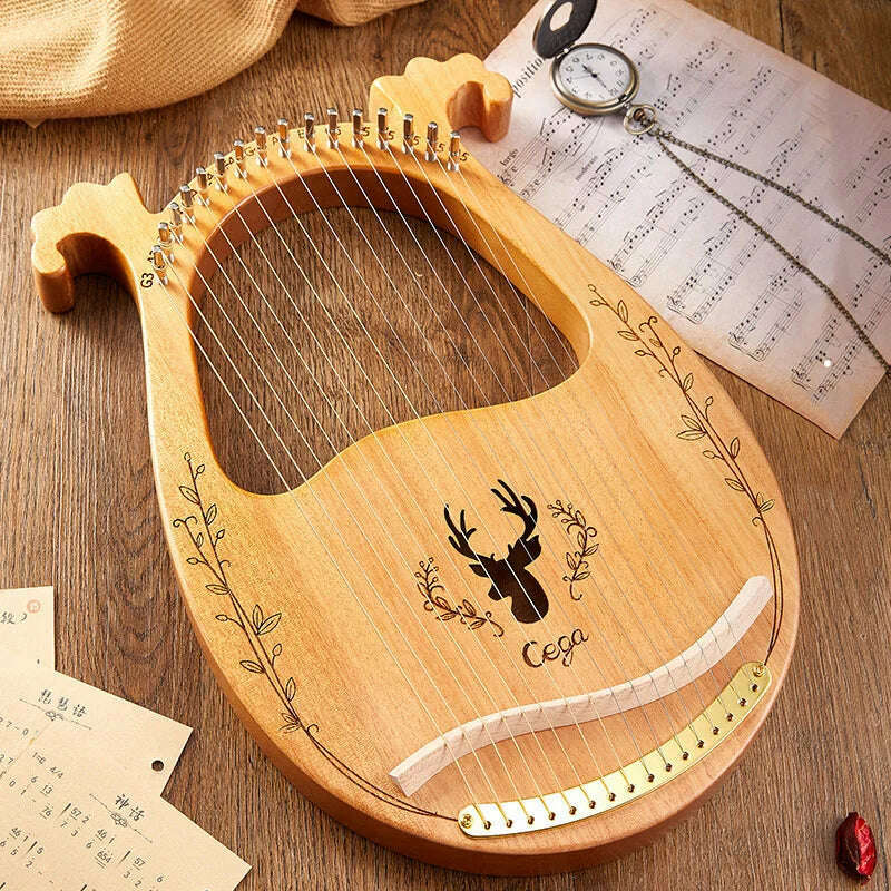 Lyre Harp 10/16/19/21/24 Strings Piano Harp Lyre Harp Mahogany Stringed Musical Instrument With Tuning Wrench Spare Strings