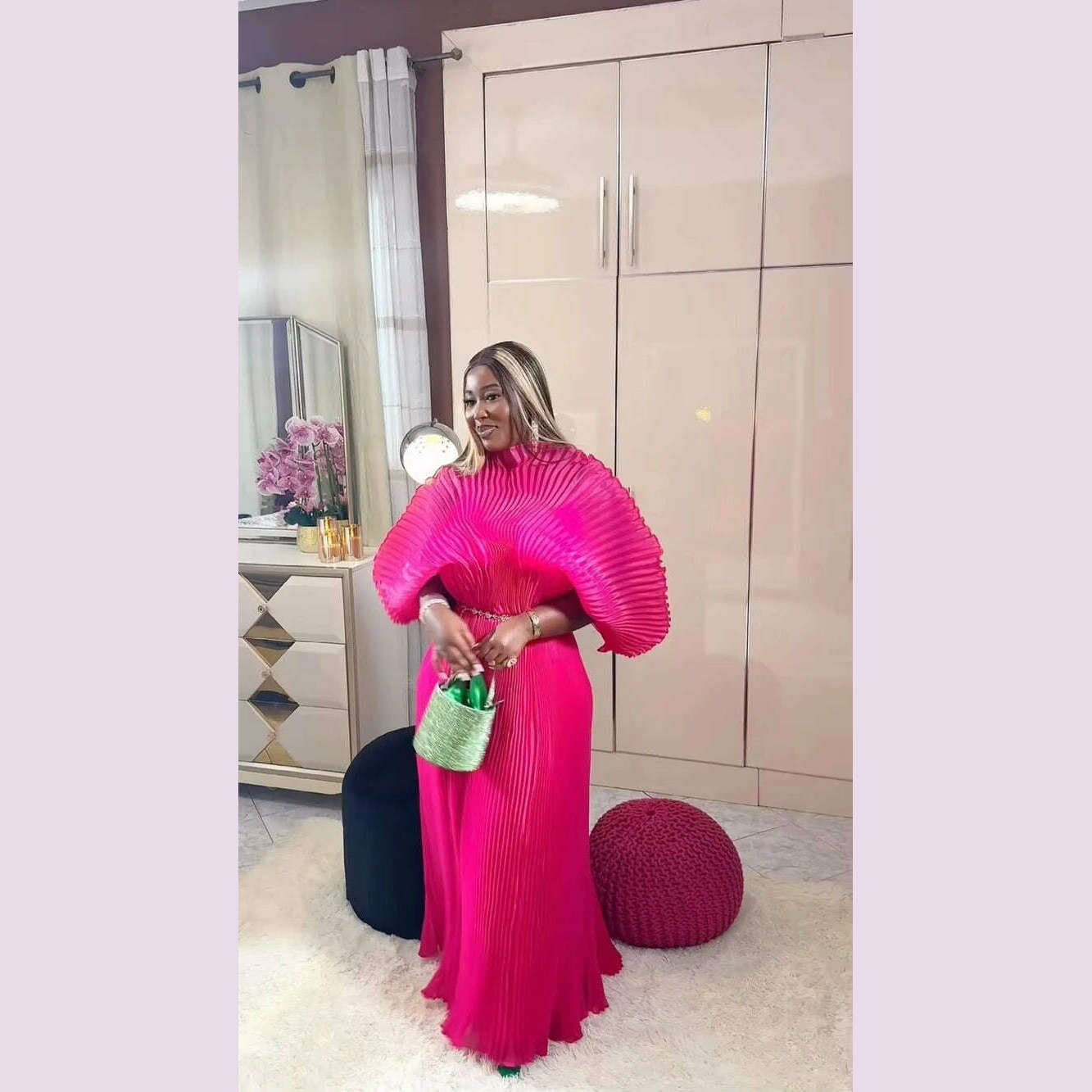 Miyake Folds 2024 Autumn New Plus-size Dress Hand-made Dolds Elegant Chested Evening Dress