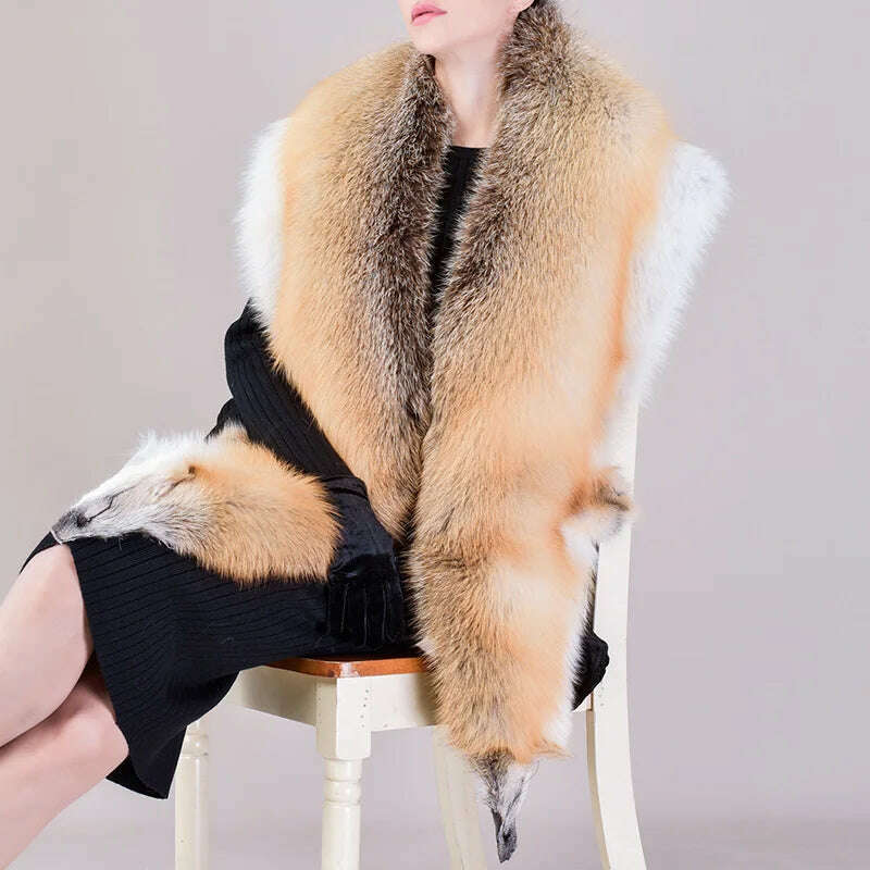 Natural Fur Fox Whole Skin Scarf Ladies Winter Fashion Retro Luxury Party Women Winter Warm Real Fur Collar Ring S5877