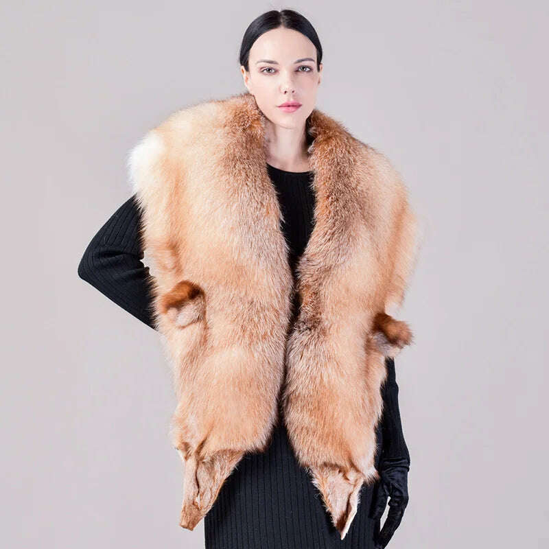 Natural Fur Fox Whole Skin Scarf Ladies Winter Fashion Retro Luxury Party Women Winter Warm Real Fur Collar Ring S5877
