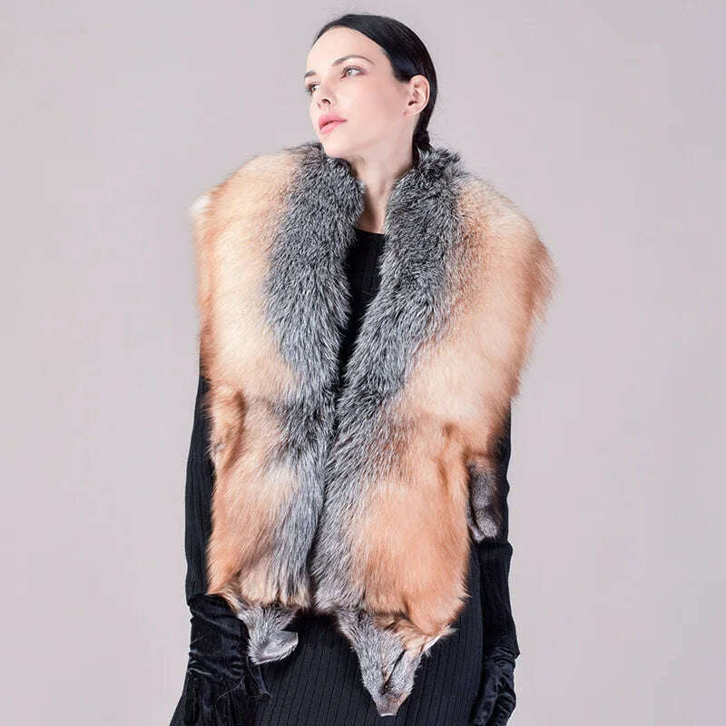 Natural Fur Fox Whole Skin Scarf Ladies Winter Fashion Retro Luxury Party Women Winter Warm Real Fur Collar Ring S5877