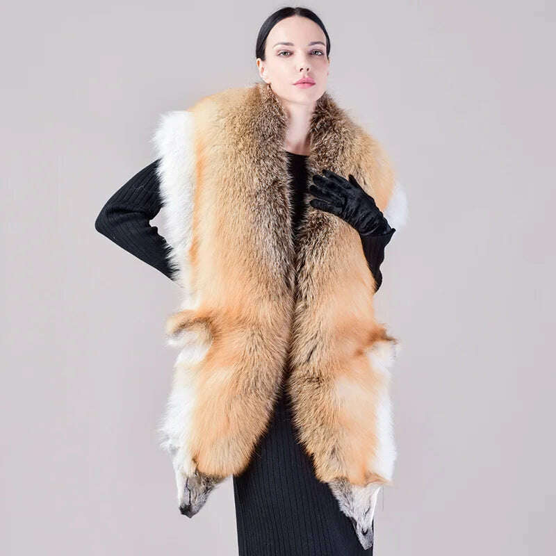 Natural Fur Fox Whole Skin Scarf Ladies Winter Fashion Retro Luxury Party Women Winter Warm Real Fur Collar Ring S5877