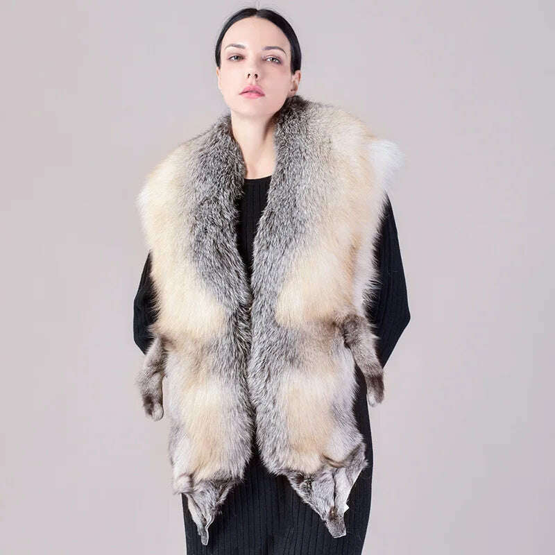 Natural Fur Fox Whole Skin Scarf Ladies Winter Fashion Retro Luxury Party Women Winter Warm Real Fur Collar Ring S5877