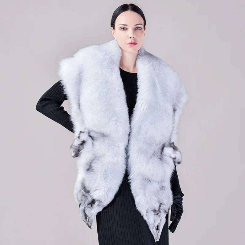Natural Fur Fox Whole Skin Scarf Ladies Winter Fashion Retro Luxury Party Women Winter Warm Real Fur Collar Ring S5877