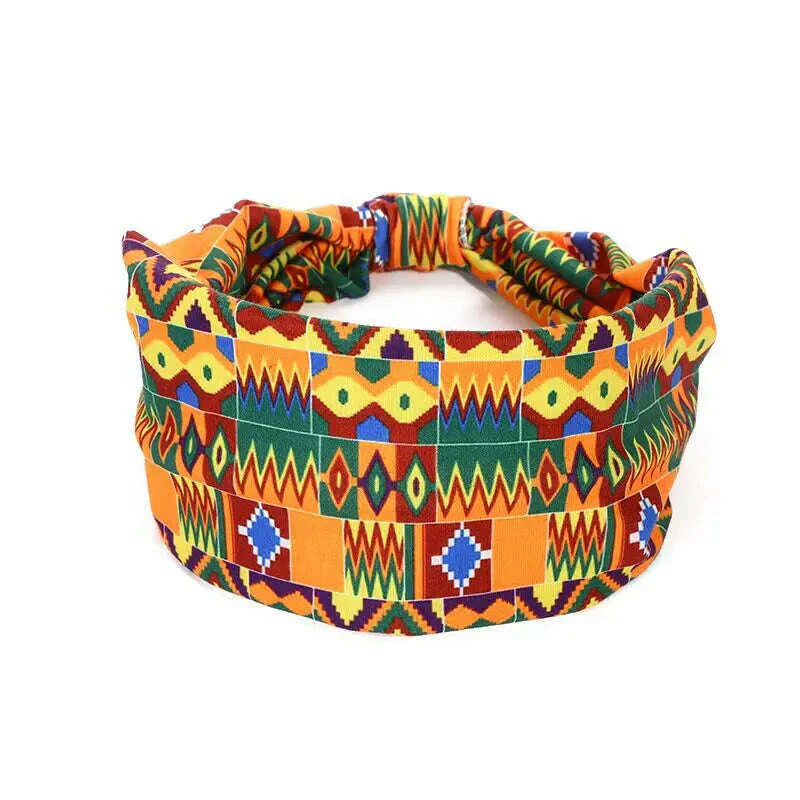 New African Pattern Print Wide Headband for Women Twist Style Hair Bandanas Head Wrap Elastic Headwear Turban Girls Accessories