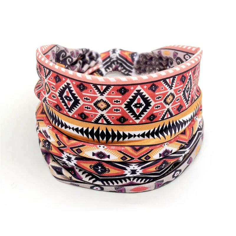 New African Pattern Print Wide Headband for Women Twist Style Hair Bandanas Head Wrap Elastic Headwear Turban Girls Accessories