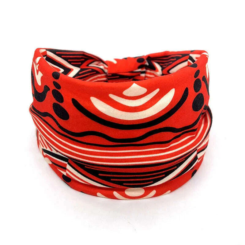 New African Pattern Print Wide Headband for Women Twist Style Hair Bandanas Head Wrap Elastic Headwear Turban Girls Accessories