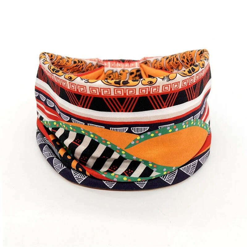 New African Pattern Print Wide Headband for Women Twist Style Hair Bandanas Head Wrap Elastic Headwear Turban Girls Accessories