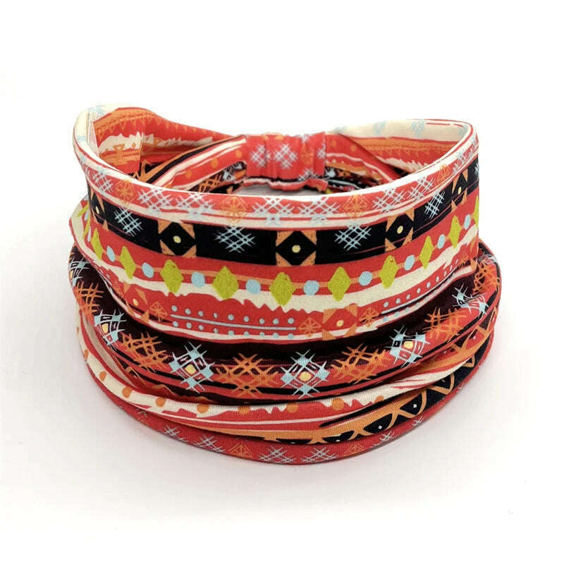 New African Pattern Print Wide Headband for Women Twist Style Hair Bandanas Head Wrap Elastic Headwear Turban Girls Accessories
