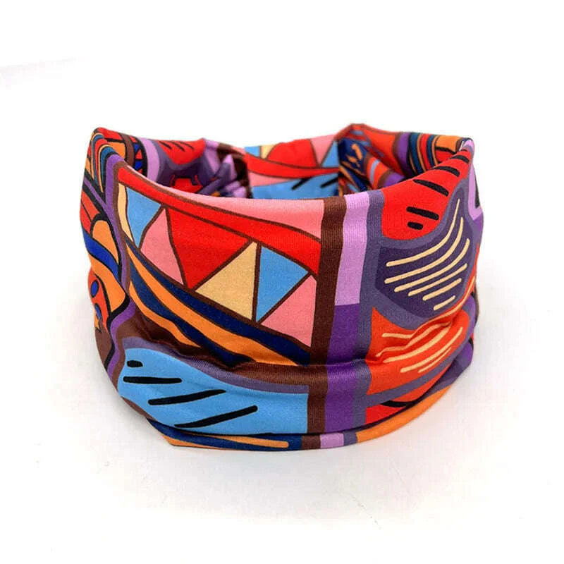 New African Pattern Print Wide Headband for Women Twist Style Hair Bandanas Head Wrap Elastic Headwear Turban Girls Accessories
