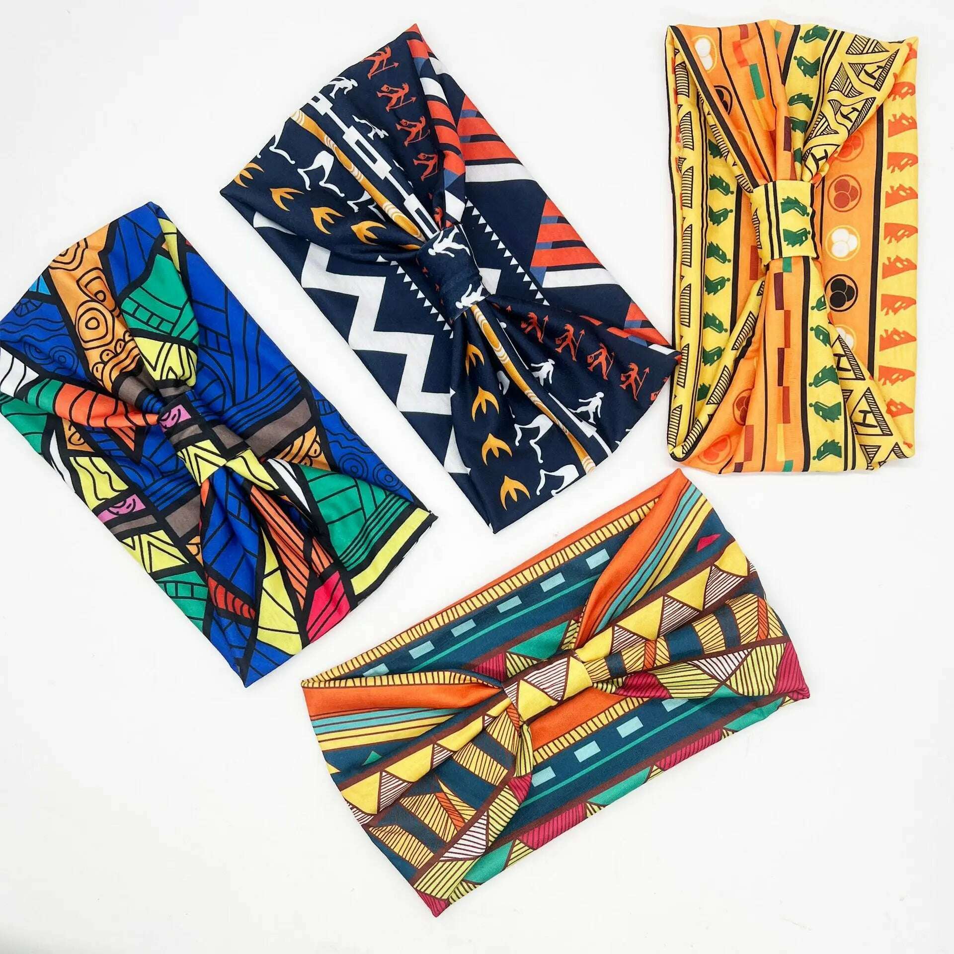 New African Pattern Print Wide Headband for Women Twist Style Hair Bandanas Head Wrap Elastic Headwear Turban Girls Accessories