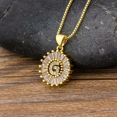 Nidin Hot Sale Women Girls Initial Letter Necklace 26 Letters Charm Family Name Pendant Top Quality Copper Zircon Jewelry Gift