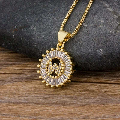 Nidin Hot Sale Women Girls Initial Letter Necklace 26 Letters Charm Family Name Pendant Top Quality Copper Zircon Jewelry Gift
