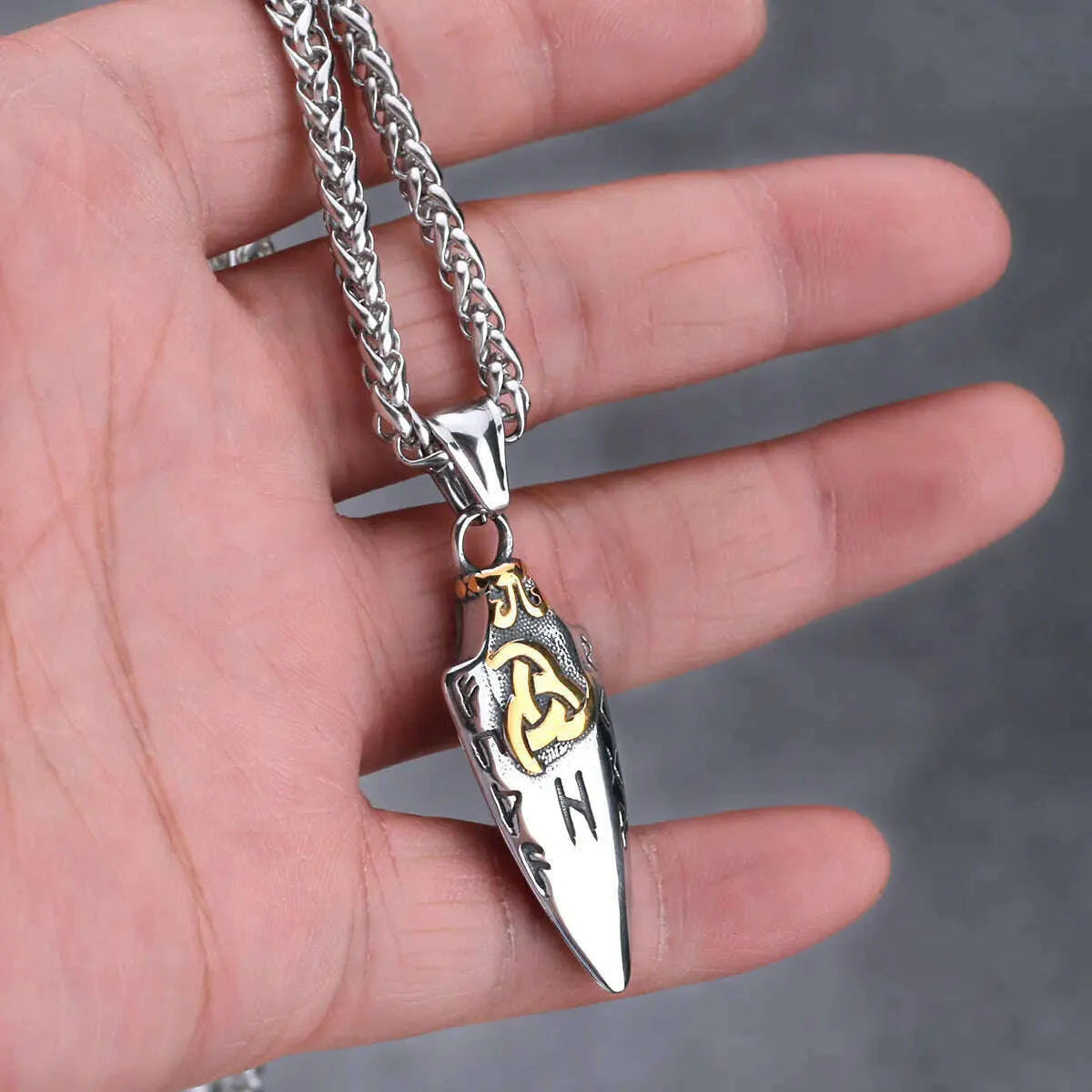 Nordic Viking Odin Spear Celtic Knot Pendant Necklace Men's Accessories Fashion Trend Boyfriend Birthday Gift Wholesale