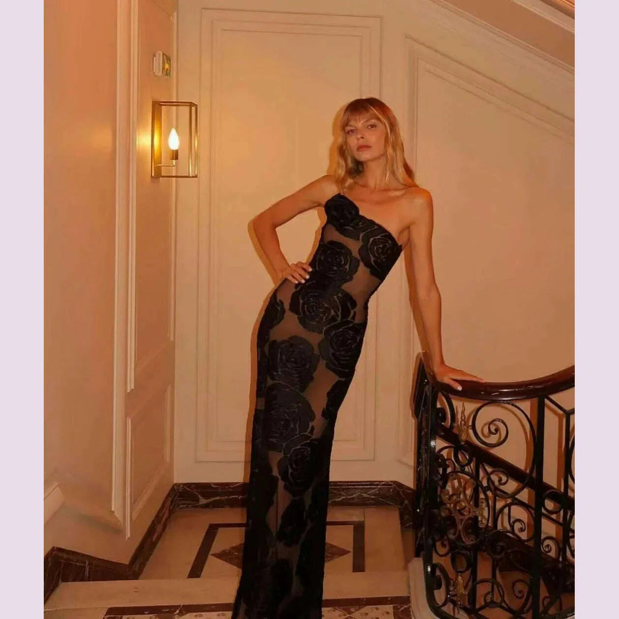 Oligai Birthday Dress for Women 2024 One Shoulder Elegant Dress Sexy Mesh Bodycon Dress Flower Wedding Guest Party Dresses