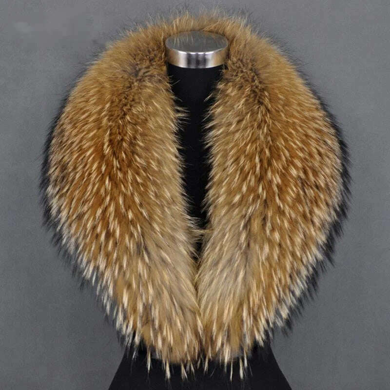 Real Raccoon Fur Collar Women Natural Fur Scarf Winter Large Size Warm Wraps Furry Fur Scarves for Coat Jackets Collars
