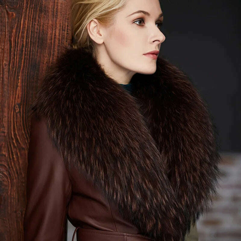 Real Raccoon Fur Collar Women Natural Fur Scarf Winter Large Size Warm Wraps Furry Fur Scarves for Coat Jackets Collars