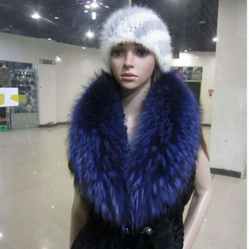 Real Raccoon Fur Collar Women Natural Fur Scarf Winter Large Size Warm Wraps Furry Fur Scarves for Coat Jackets Collars