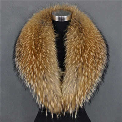 Real Raccoon Fur Collar Women Natural Fur Scarf Winter Large Size Warm Wraps Furry Fur Scarves for Coat Jackets Collars