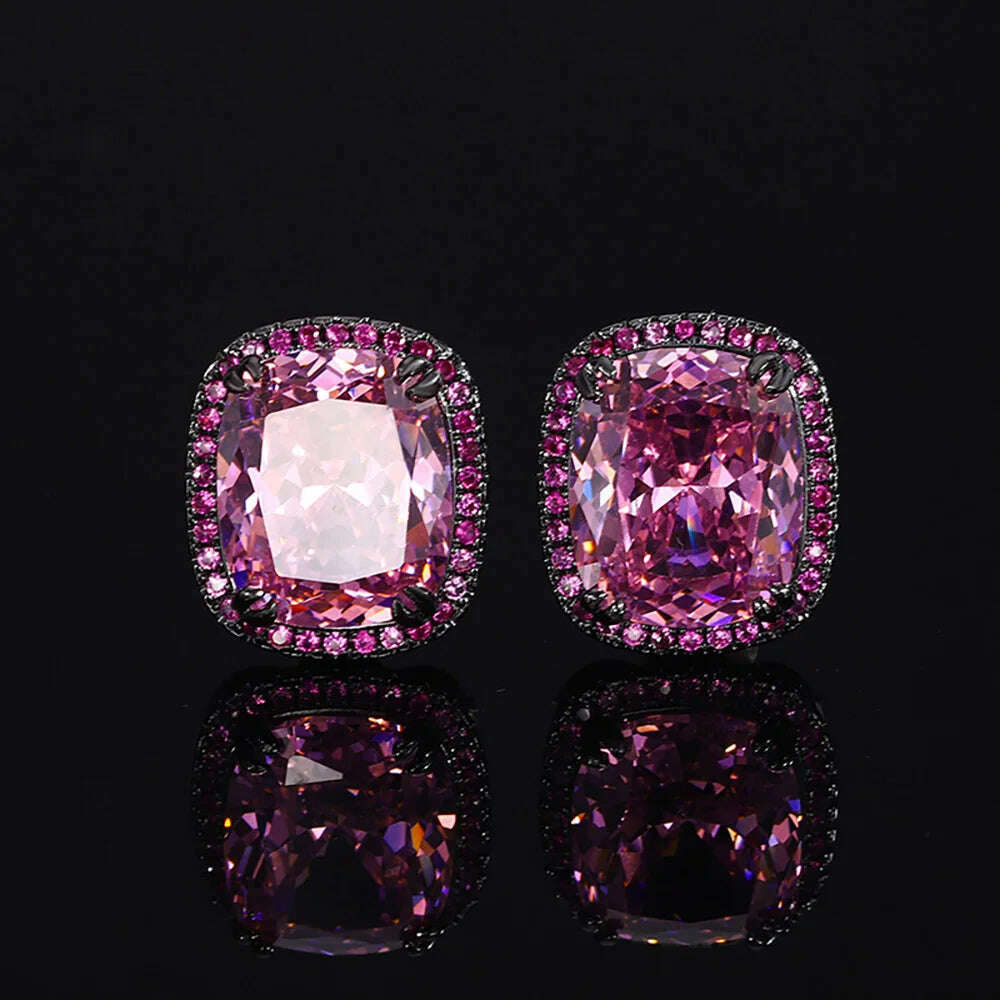 Retro Luxury Lab Pink Quartz Gemstone Necklace Pendant Ring Earrings Cocktail Party Fine Jewelry Sets for Women Accessories Gift