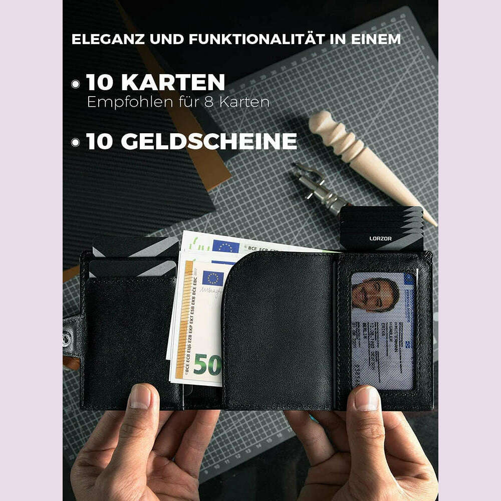 RFID Blocker Wallet for Men Genuine Leather Wallet with Coin Pocket Airtag Wallet