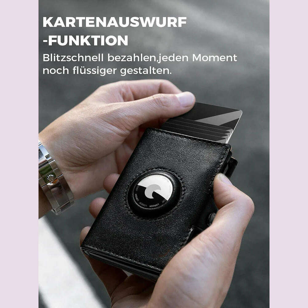 RFID Blocker Wallet for Men Genuine Leather Wallet with Coin Pocket Airtag Wallet