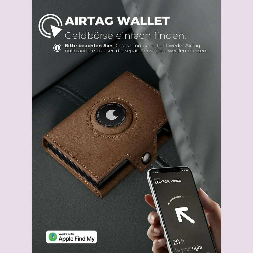 RFID Blocker Wallet for Men Genuine Leather Wallet with Coin Pocket Airtag Wallet