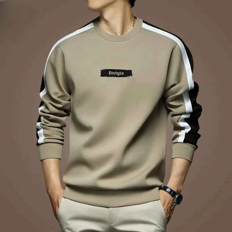 Round Neck Letter Printing Contrast Color Pullover Lantern Long Sleeve Men's Clothing Loose Casual Hoodies Boyfriend Tops