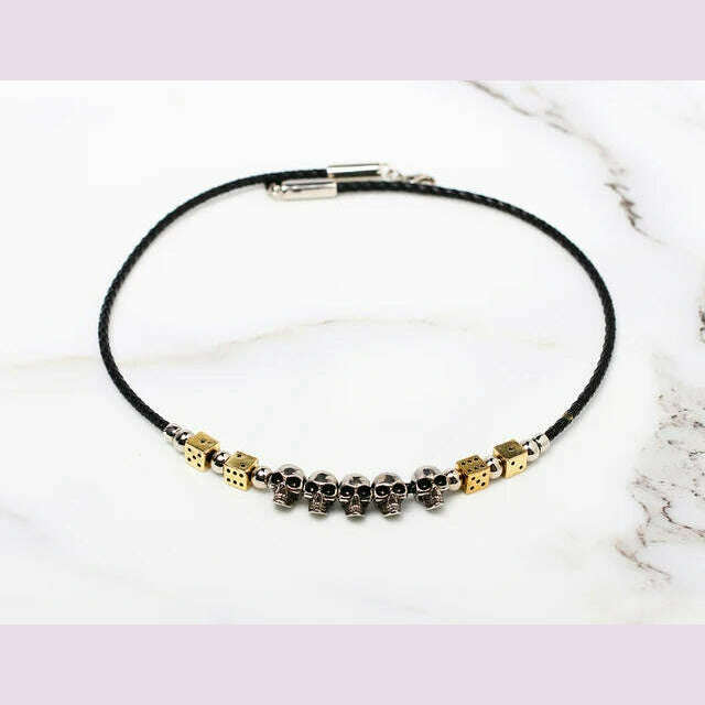 SALUTE ACADEMY EVA Hip Hop Punk Diamond Pearl Skull Personality Cool Necklace Set For Men Women Girls Party Rapper Jewelry Gift