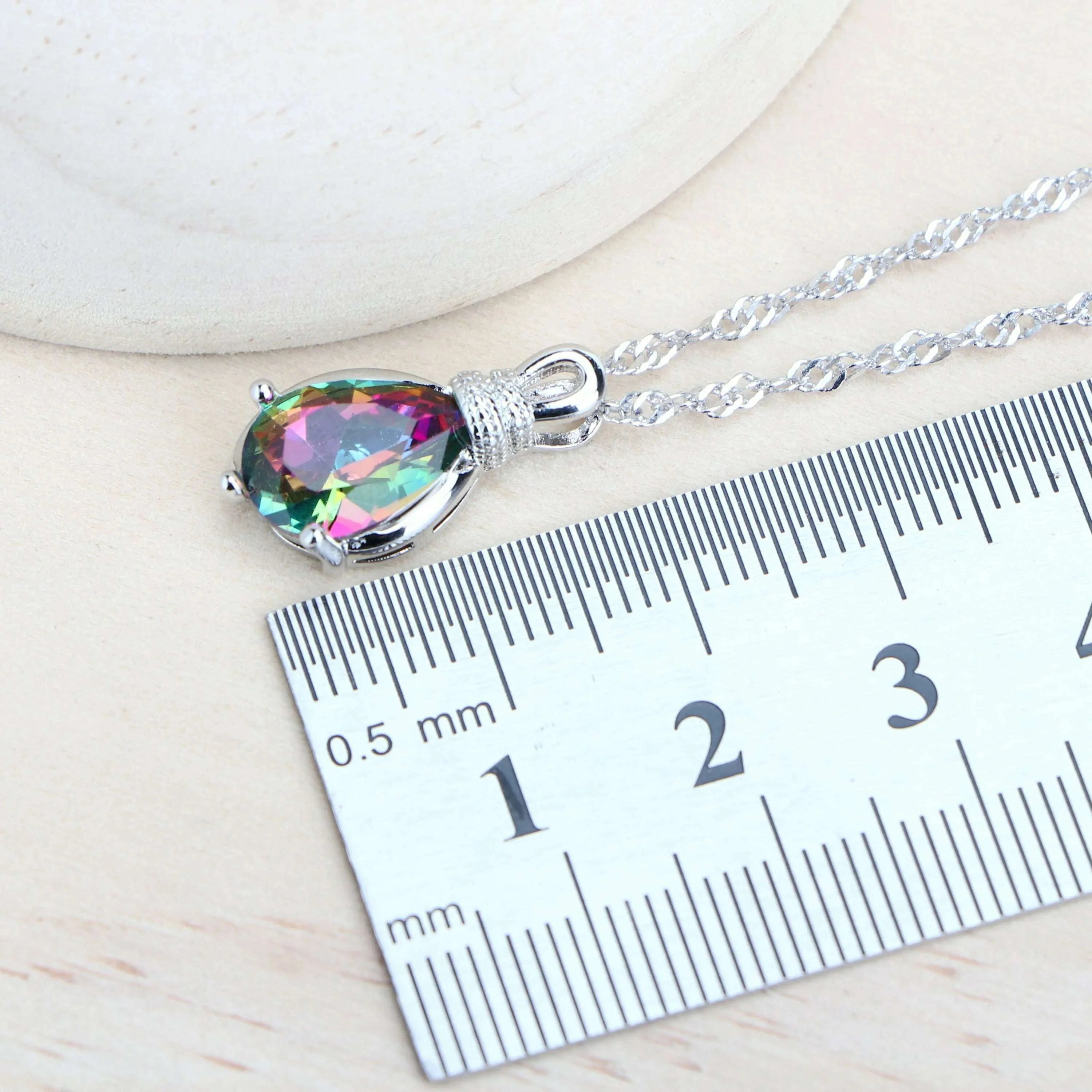 Silver 925 Women Bridal Jewelry Sets Wedding Costume Jewellery Rainbow Cubic Zirconia Earrings Rings Bracelets Pendant Necklace