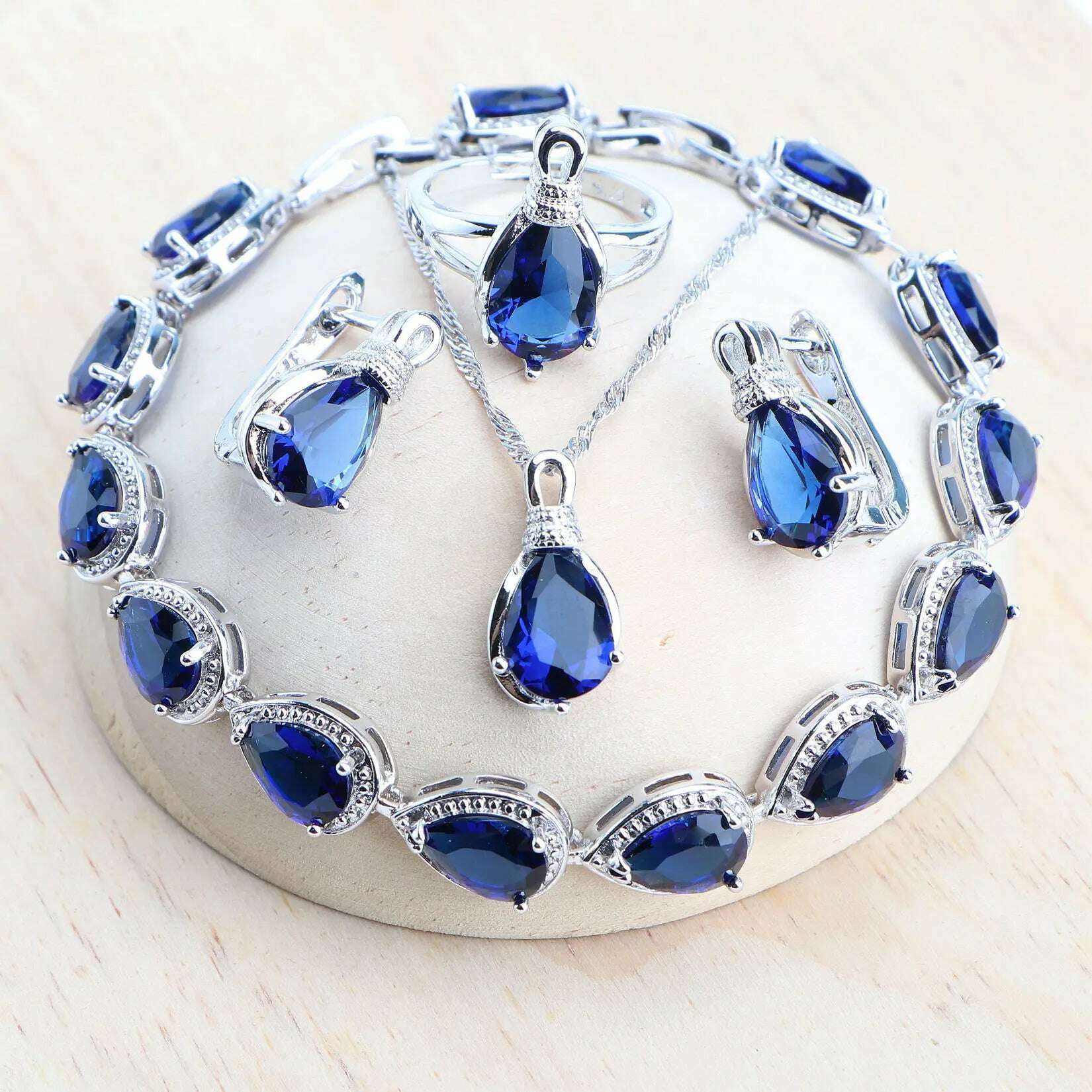 Silver 925 Women Bridal Jewelry Sets Wedding Costume Jewellery Rainbow Cubic Zirconia Earrings Rings Bracelets Pendant Necklace