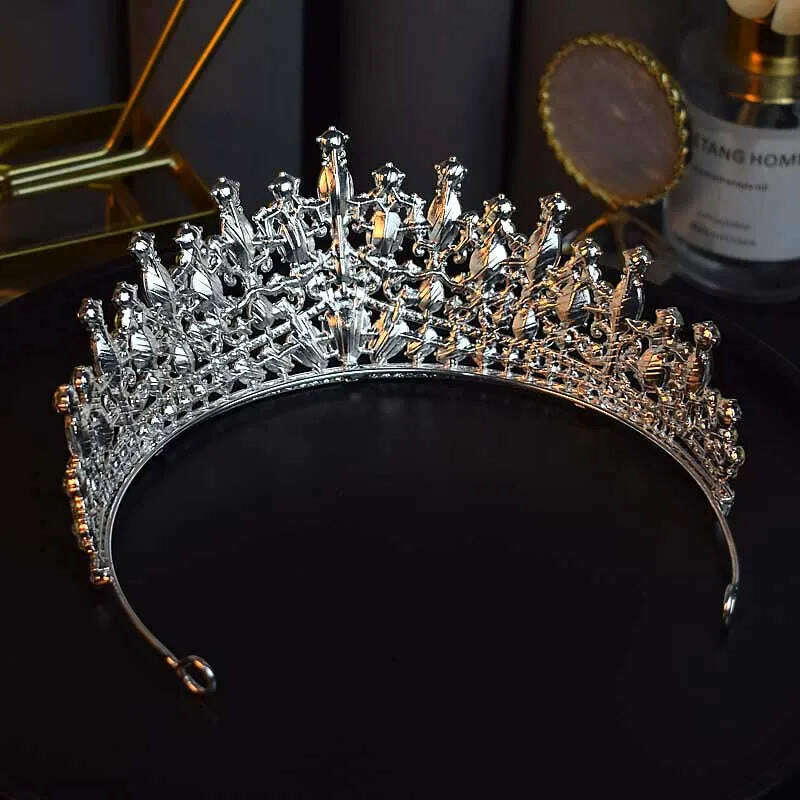 Silver Color Crystal Bridal Crown Royal Queen Tiara Rhinestone Pageant Prom Bride Diadem Princess Wedding Crown Hair Accessories